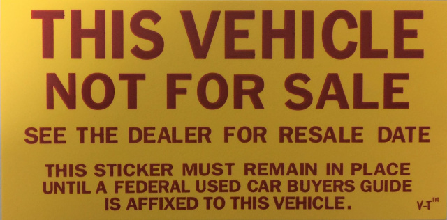 AP-790 • Vehicle Not For Sale Stickers